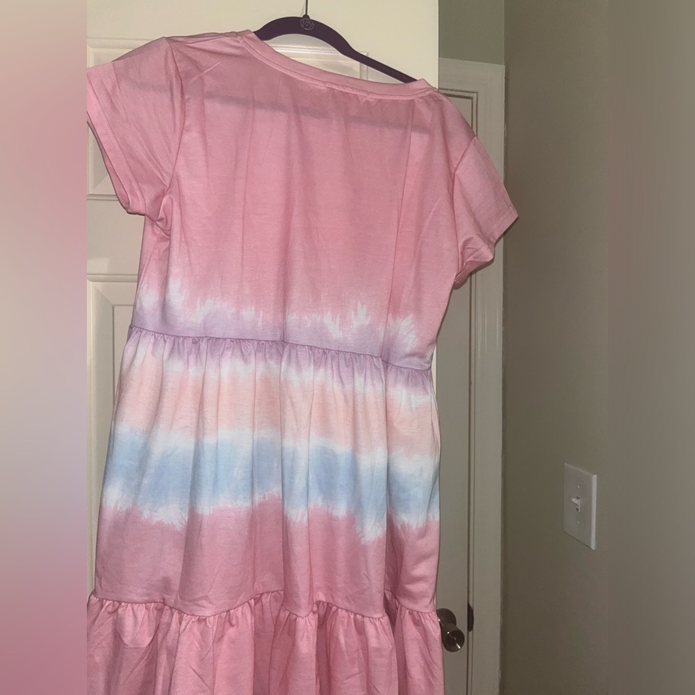 Simply Southern Pink Tie Dye Ruffle Dress - Picture 8 of 8